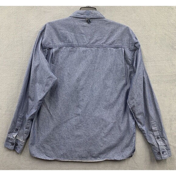 Enyce Button Down Casual Shirt Men XL Blue Plaid Accent Flap Pockets 100% Cotton - Picture 3 of 16